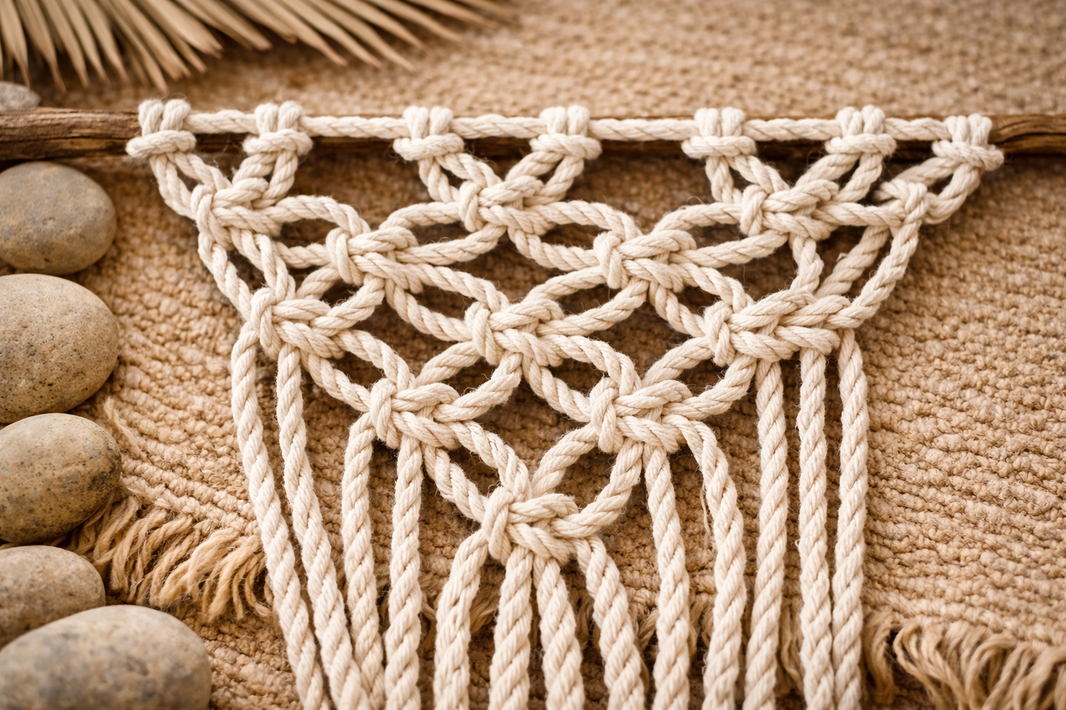 Patrón de tejido con nudo cuadrado con espacio